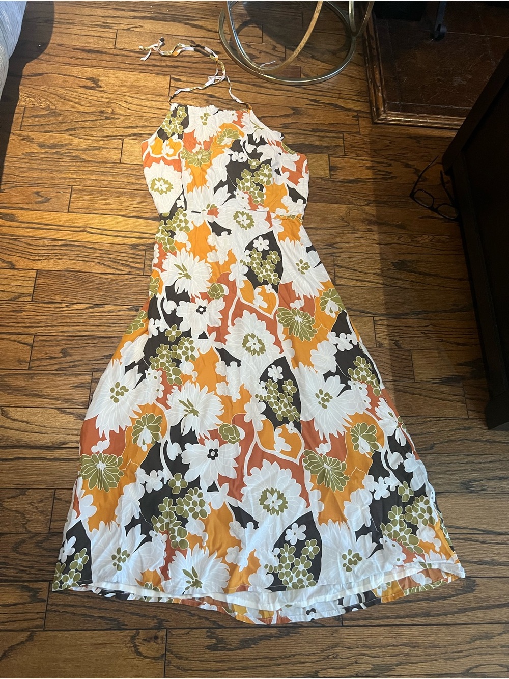 Faithfull the Brand Orange, White & Green Floral Maxi Dress